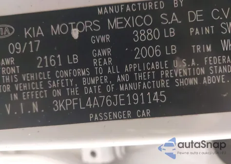 2018 Kia Forte Lx z USA, uszkodzony, nr VIN 3KPFL4A76JE191145